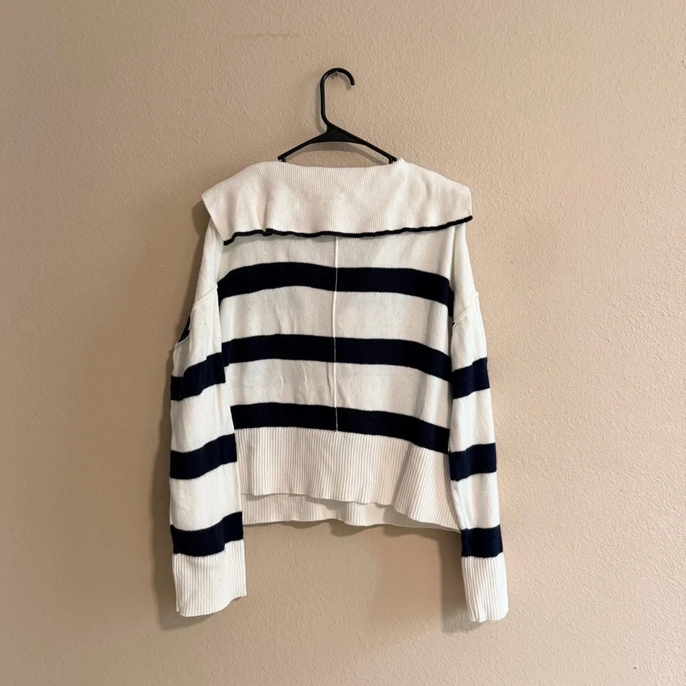 Banana Republic Striped Collared Organic Cotton Sweater